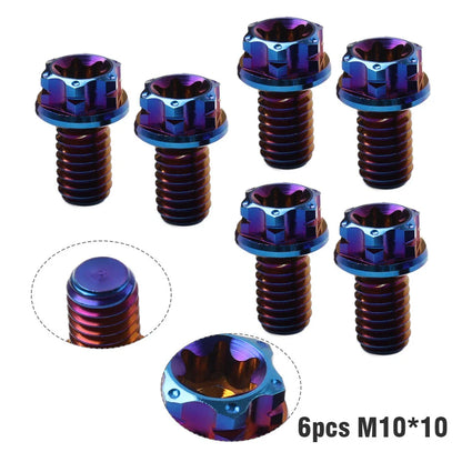 6 x M10x10mm Titanium Torx Head Flange Screws for Motorcycle Bike