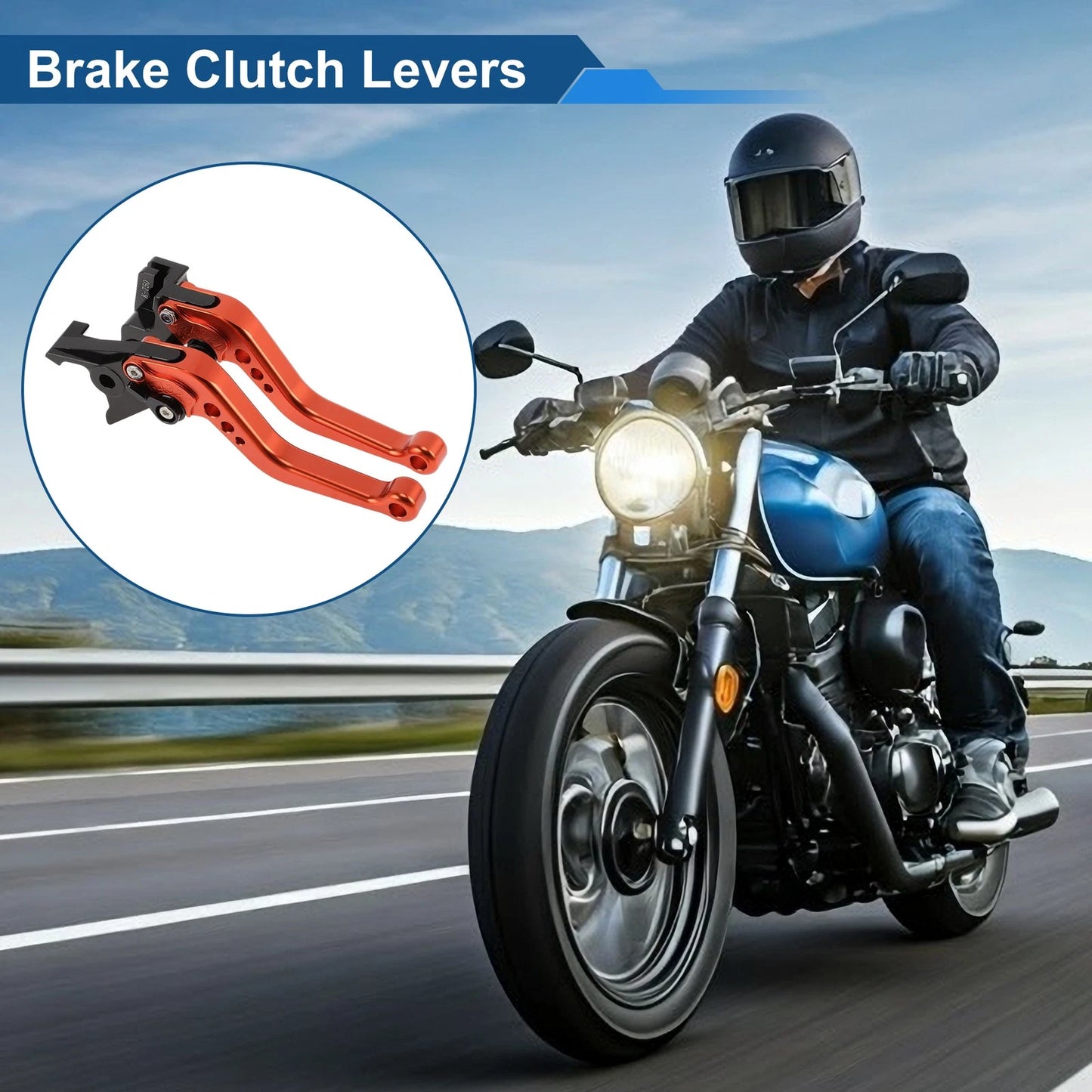 Short Brake Clutch Levers for Kawasaki Ninja 650R/ER-6F/EX650 (2017–2022) Orange
