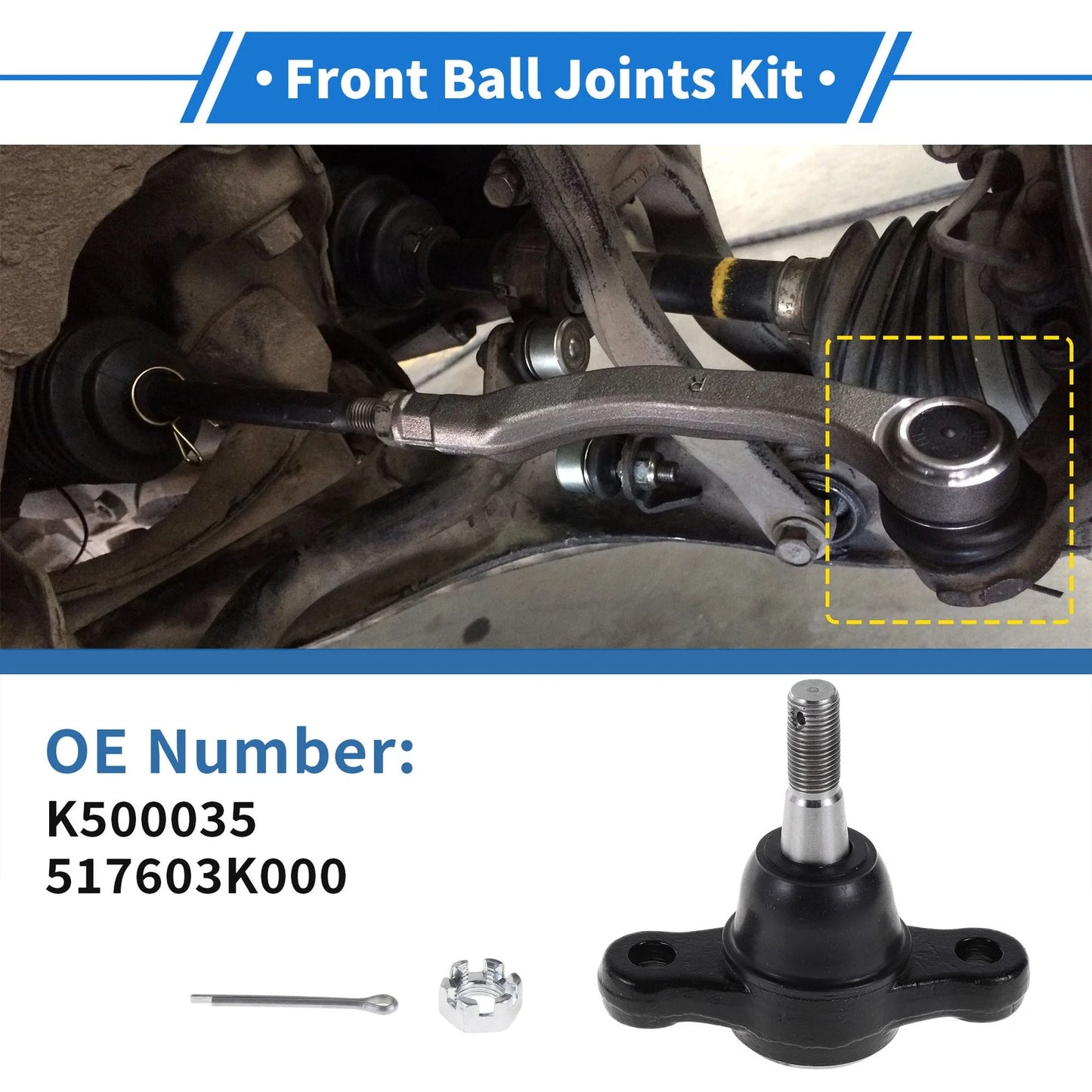 2X Front Lower Ball Joints for Hyundai Sonata (2006–2010) K500035/517603K000