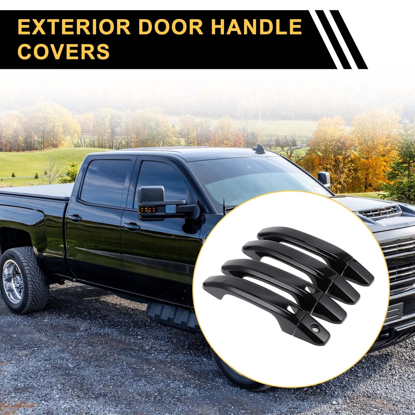 Set of 4 Exterior Door Handle Covers for GMC Yukon (2015–2023) - Black