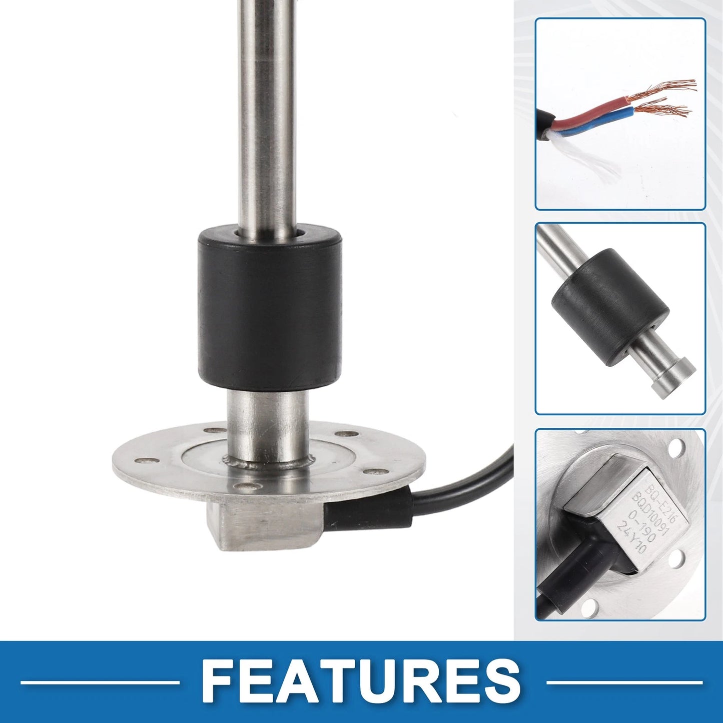 Fuel Sending Unit and Gauge Kit 0-190 Ohm for Boat Car Truck (216mm)