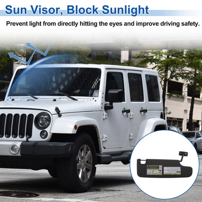 Left Side Sun Visor for Jeep Wrangler JK/JL (2007–2018) No.6CJ07DX9AA Black