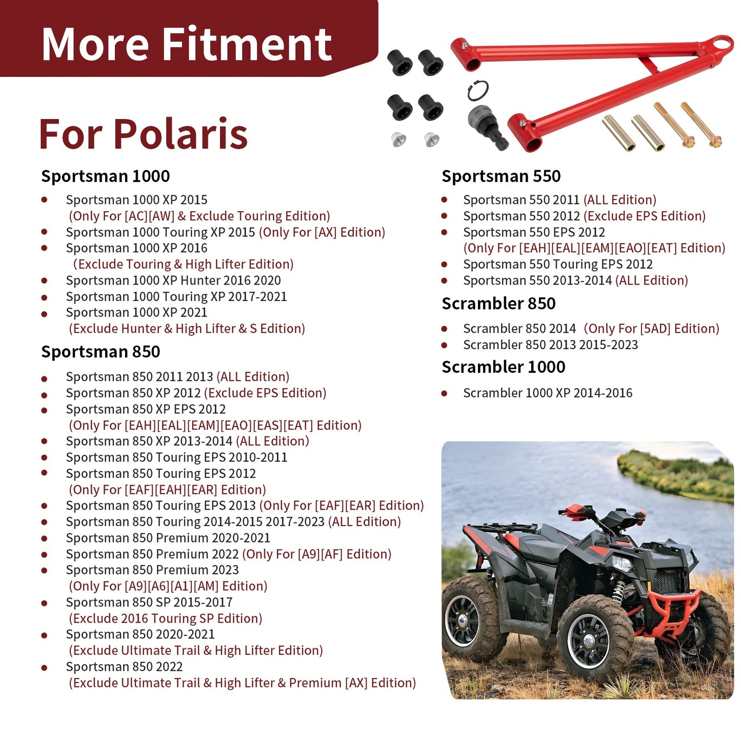 Front Left Lower A-Arm with Ball Joint Bushing for Polaris Sportsman 550 (2011–2014)