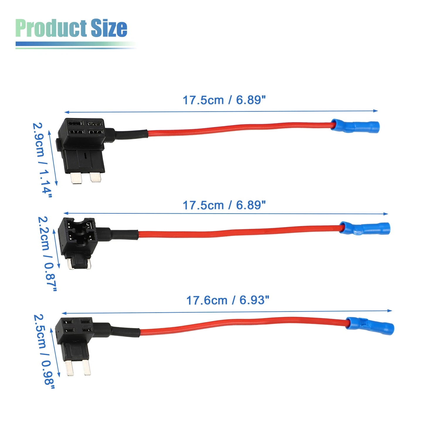 Set of 3 Car Fuse Tap with 3 Mini Fuses for Automotive Use