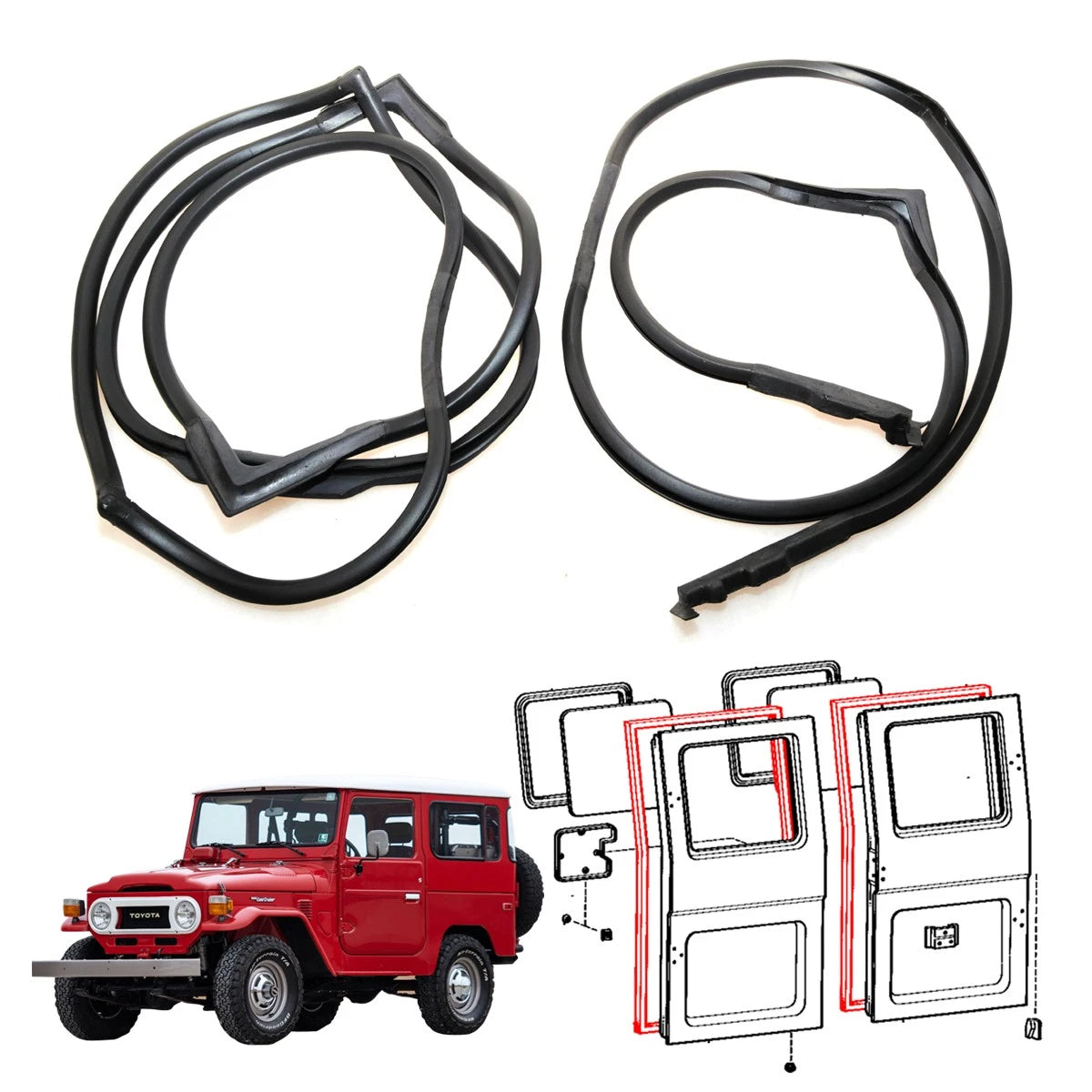 Weatherstrip Set for Toyota Land Cruiser BJ40 FJ40 (1969–1980)
