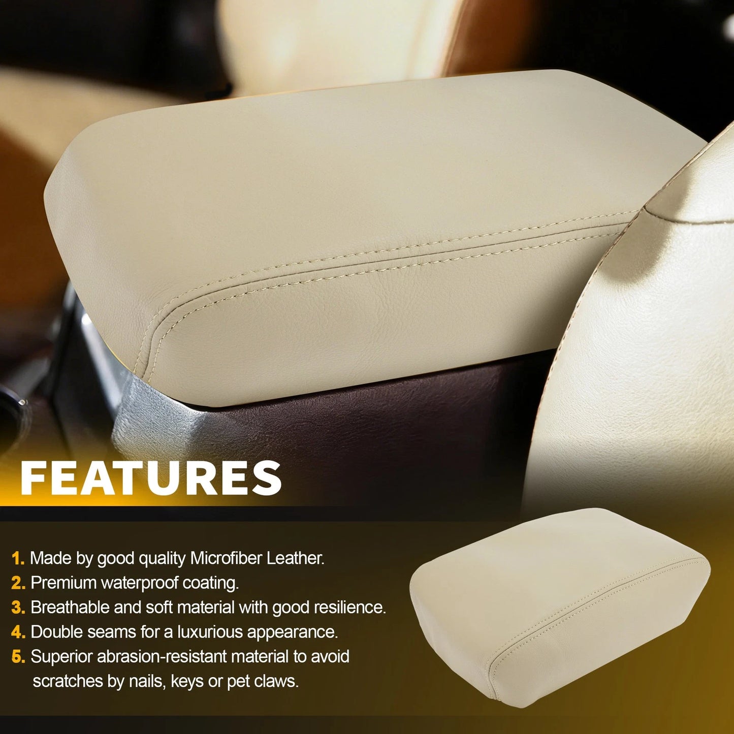 Leather Middle Console Lid Armrest Cover for Toyota 4Runner (2010–2023)