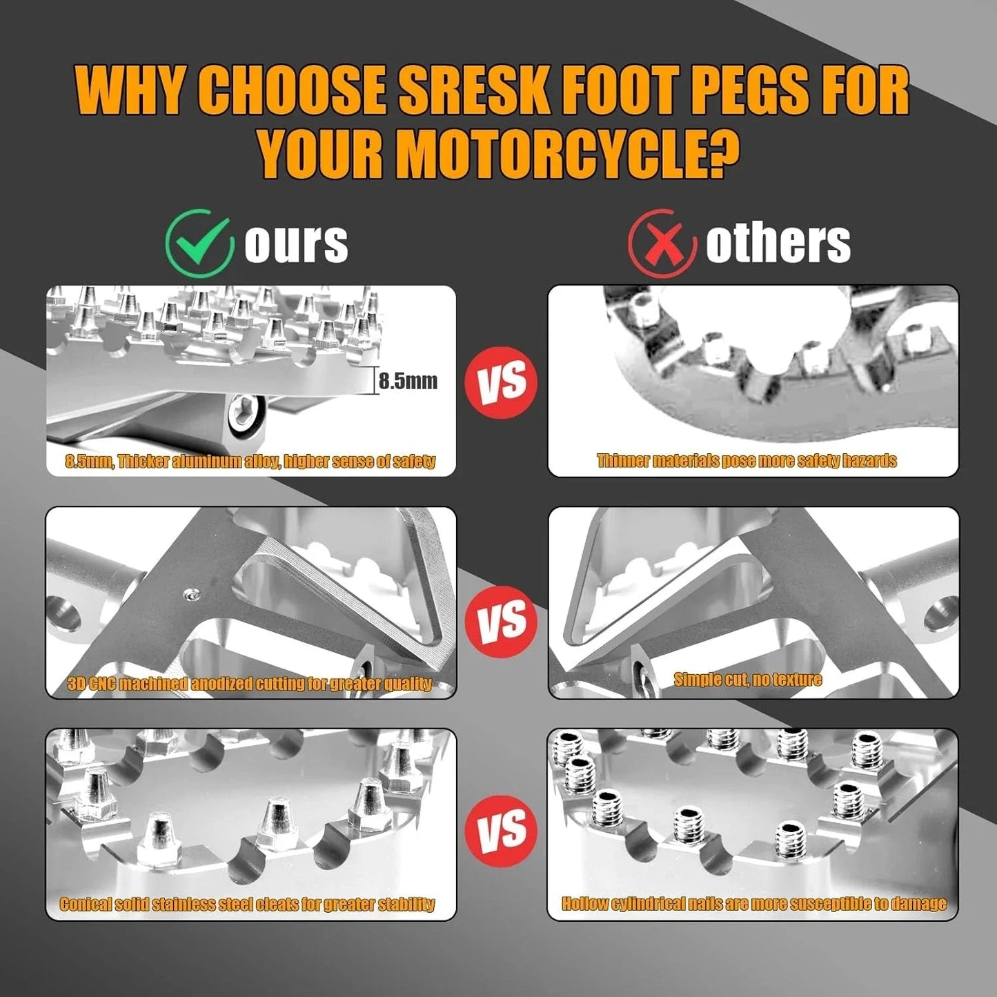 MX Style Floorboard Foot Pegs for Harley Dyna Touring Sportster Softail
