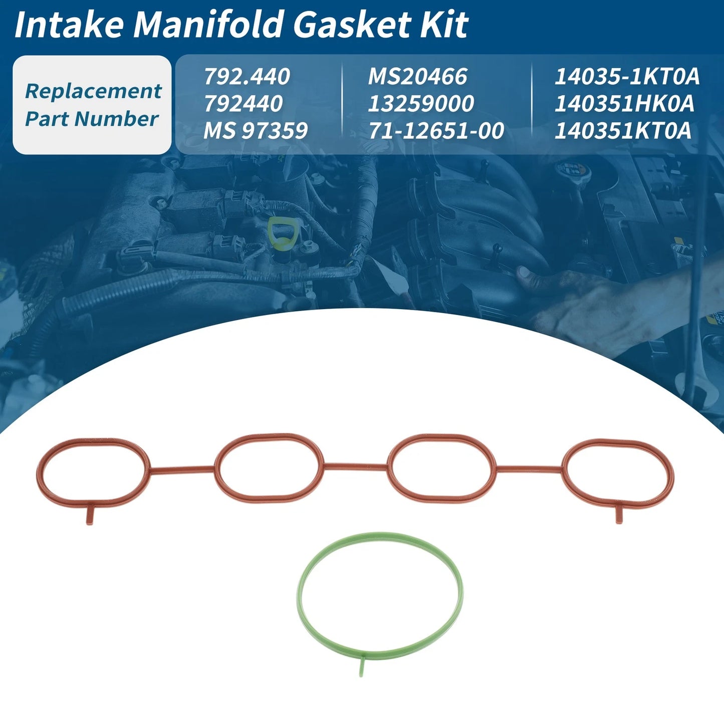 Set of 2 Engine Intake Manifold Gaskets for Nissan Versa (2009–2020) No.MS97359