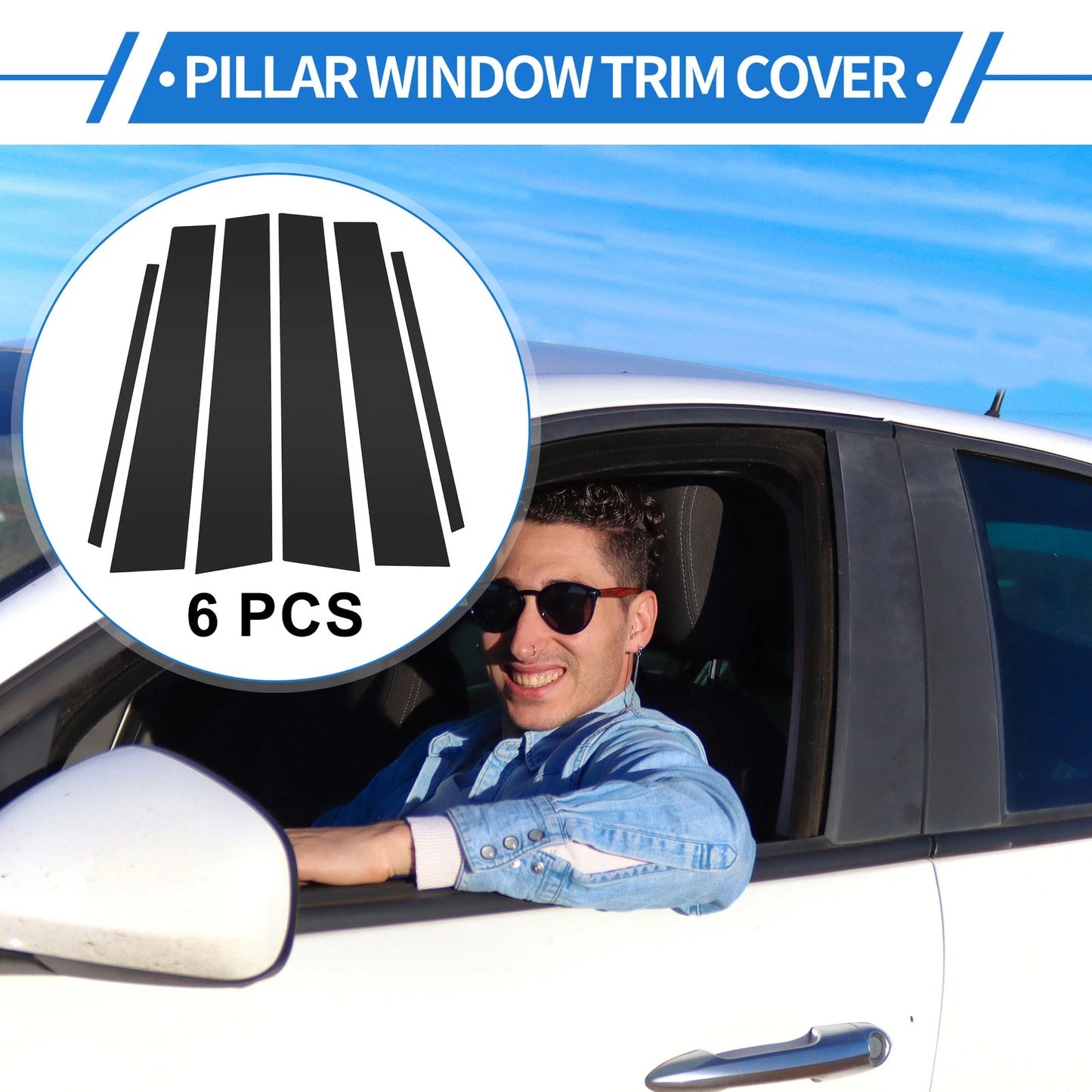 6X Door Pillar Window Trim for Hyundai Tucson IX35 (2016–2021) Black