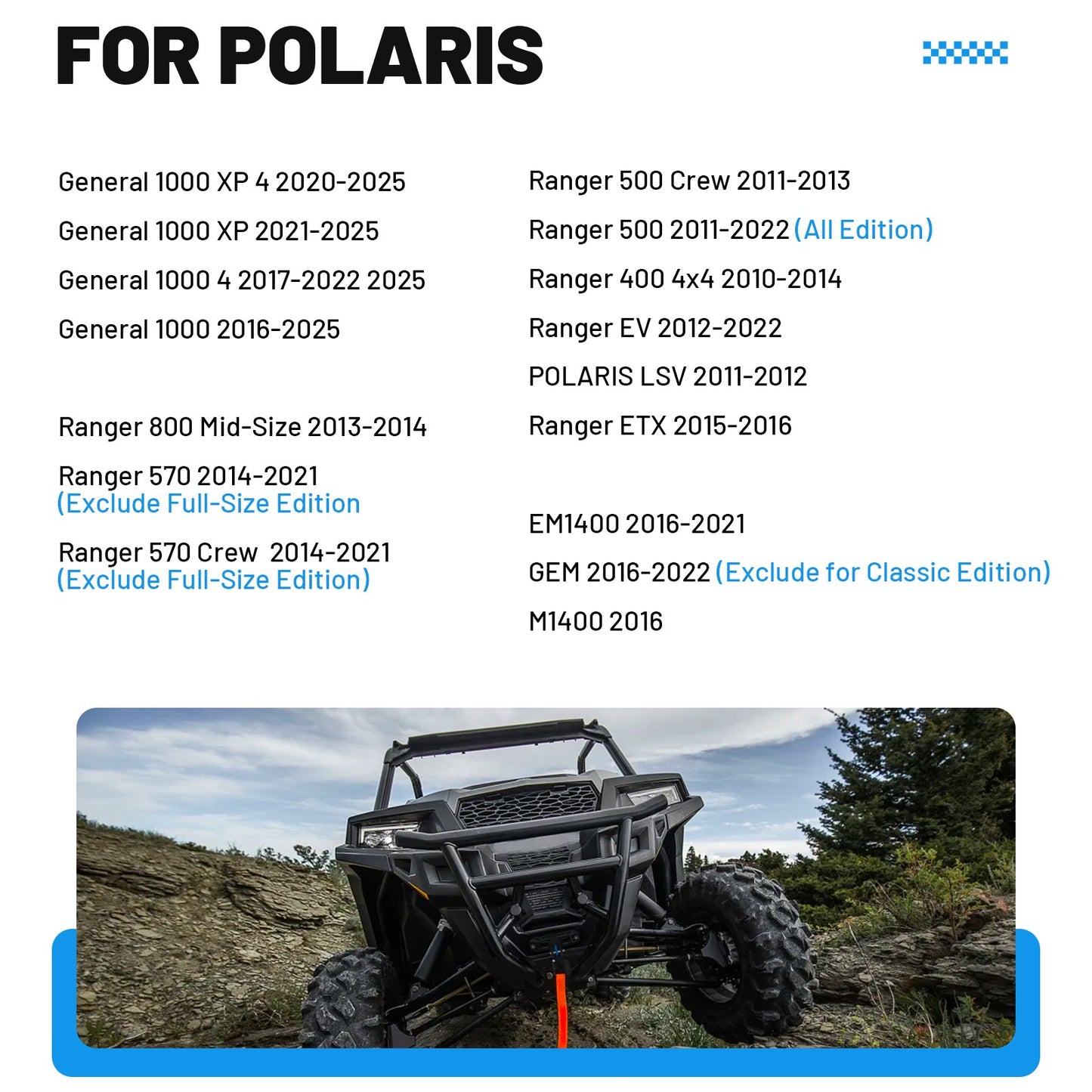 Tailgate Cable for Polaris Ranger 400 500 570 800 (2010–2021)
