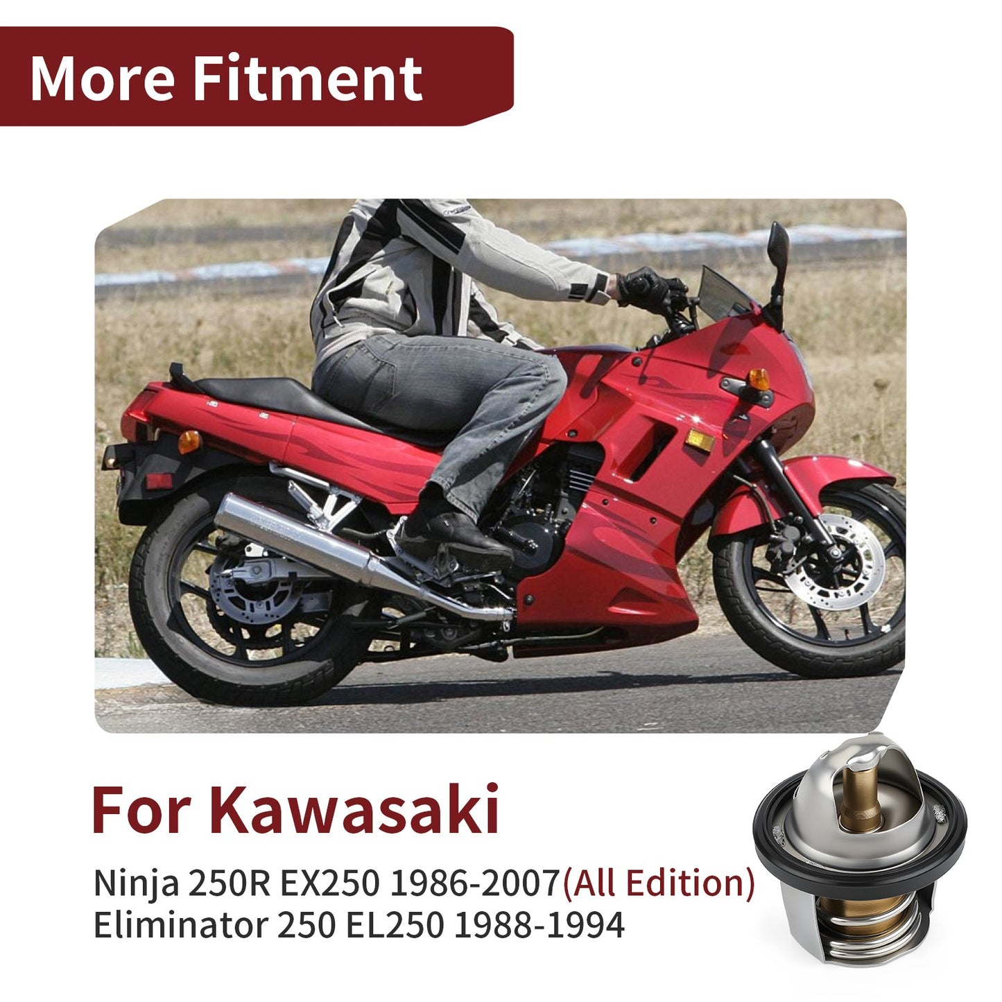 Thermostat & Gasket for Kawasaki Ninja 250R (1986–2007) Eliminator 250 (1988–1994)