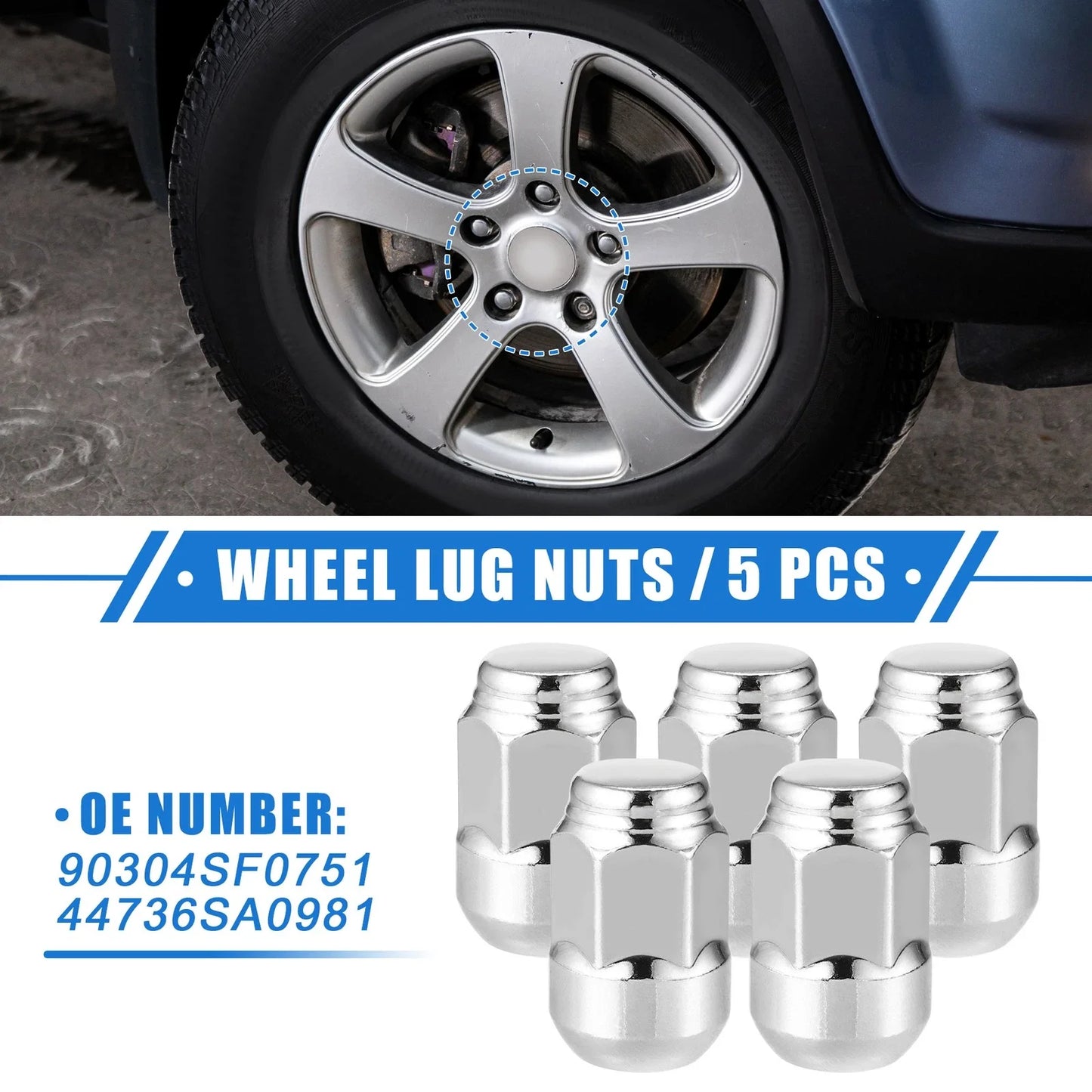 5 Pcs M12x1.5 Wheel Lug Nuts for Honda CR-V (Compatible, Durable)