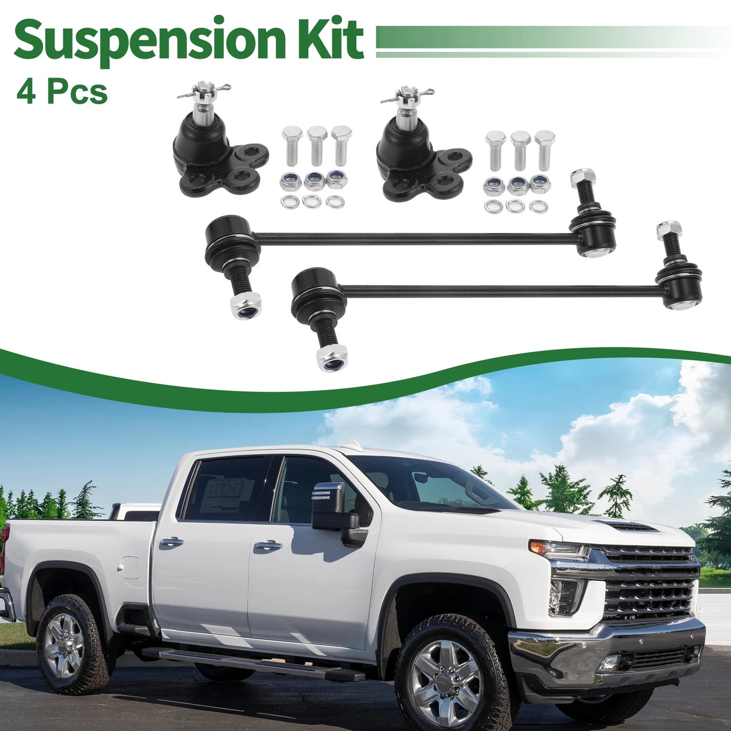 Set of 4 Front Suspension Kit Sway Bar Link Ball Joint for Chevrolet Equinox (2010–2017)