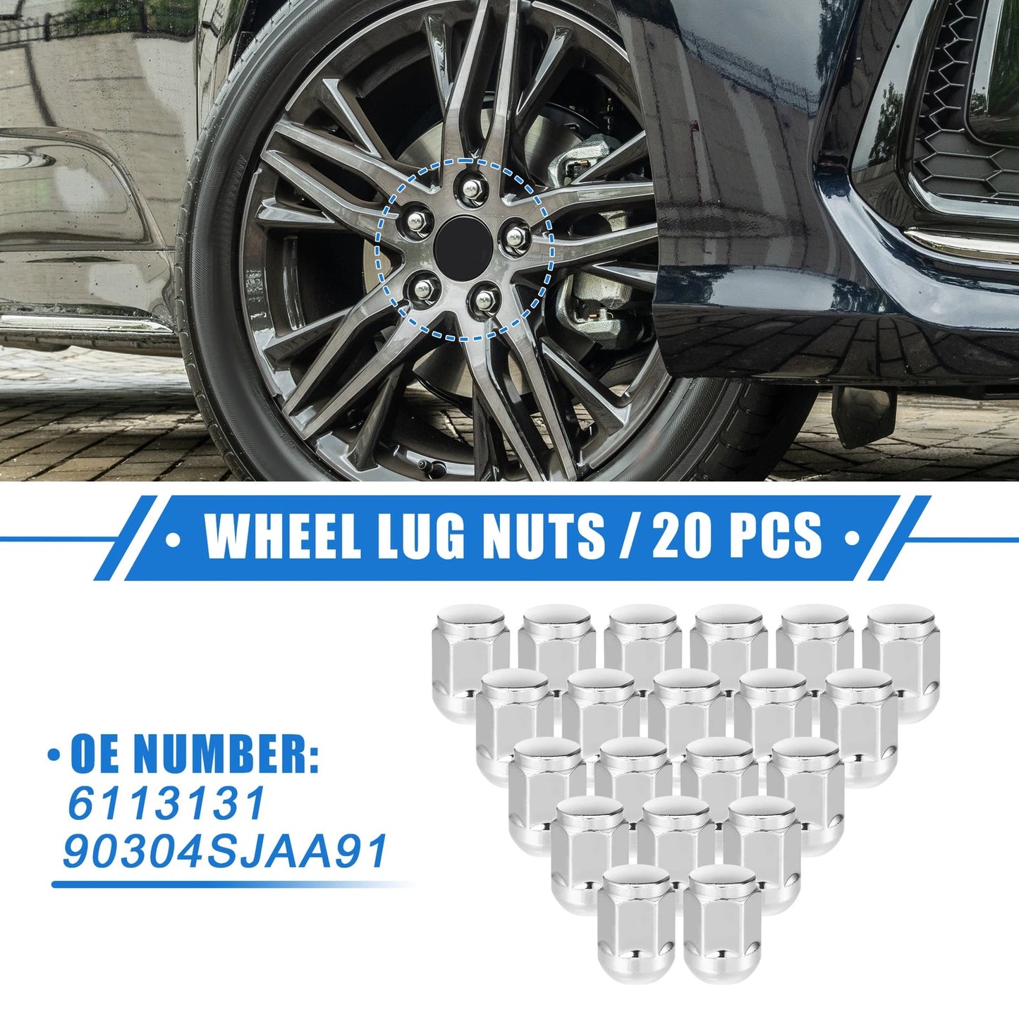 20 Pcs M14 x 1.5 Wheel Lug Nuts for Honda Civic (2017–2021) No. 90304SJAA91