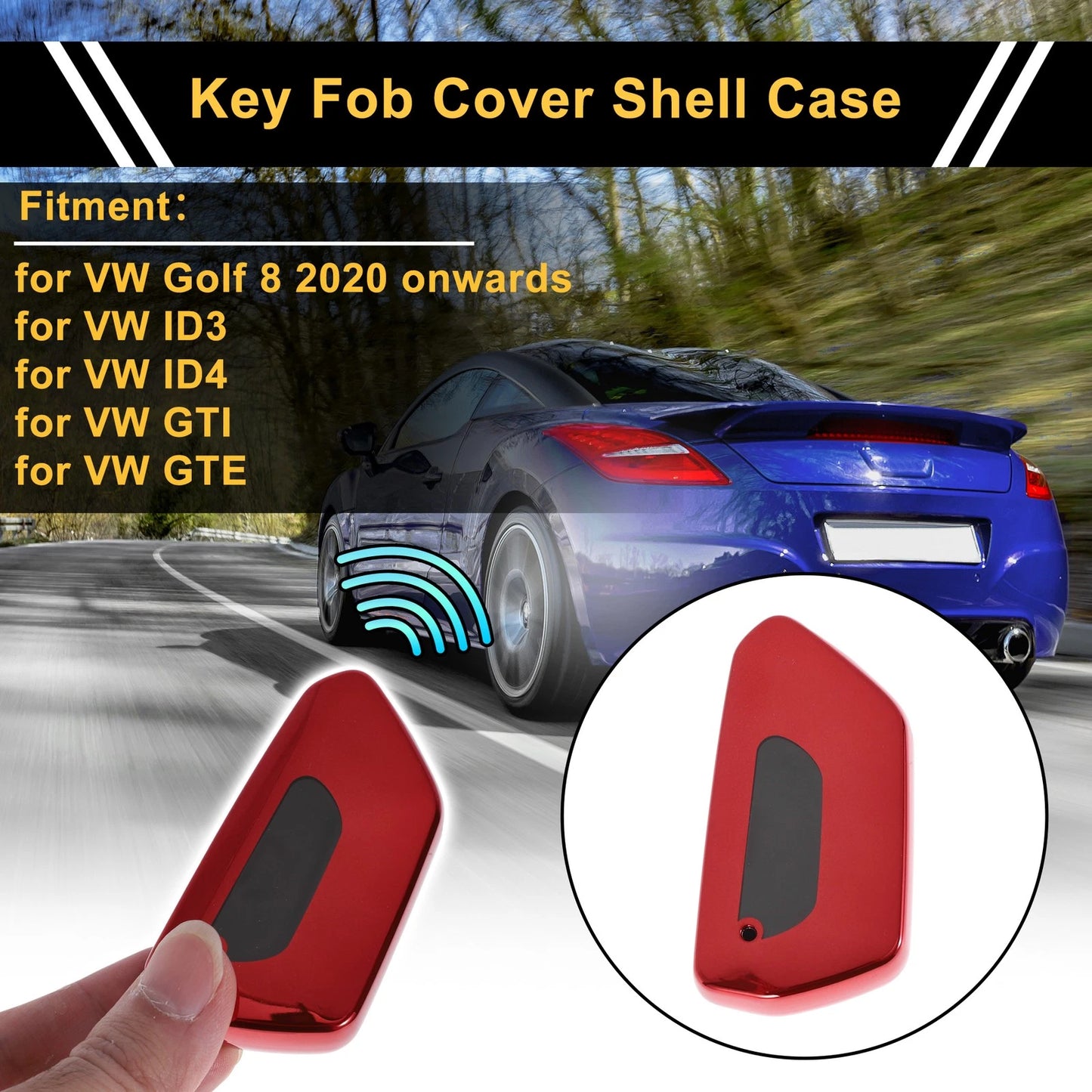 Red TPU Car Key Case for VW Golf 8 (2020–Present) - 3 Buttons