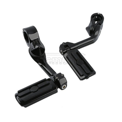 1 1/4" 32mm Black Angled Highway Foot Peg Mount for Harley
