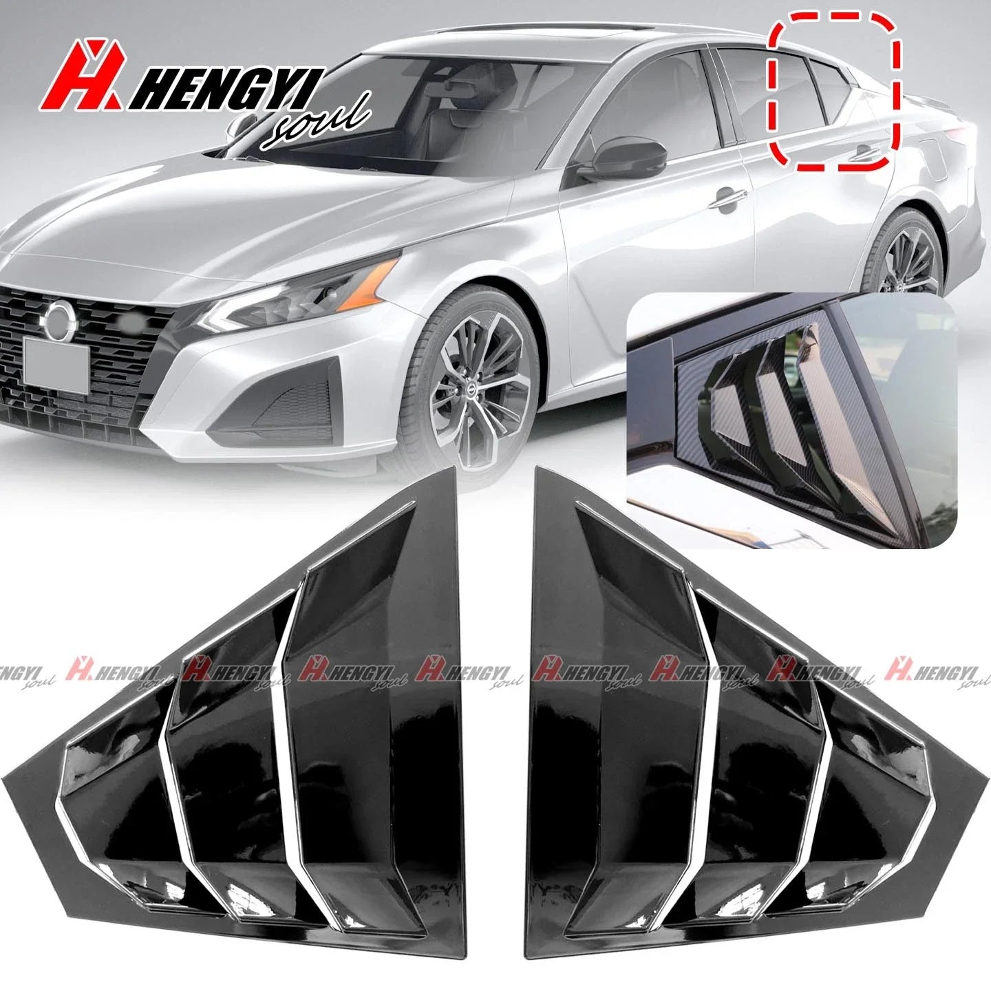 Side Rear Window Louver Shutter Cover Trim Black for Nissan Altima (2023–2024)