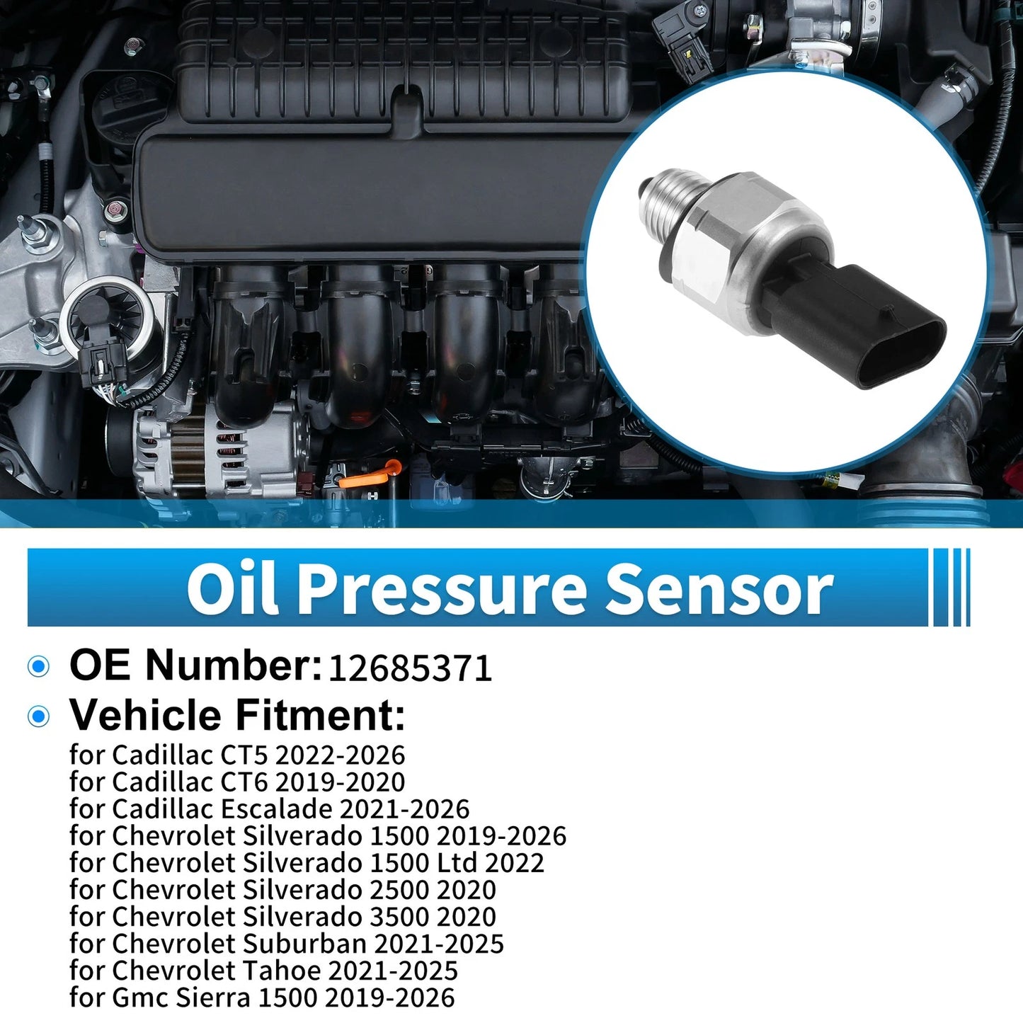 1 pcs Engine Oil Pressure Sensor No.12685371 for Cadillac CT5 (2022–2026)