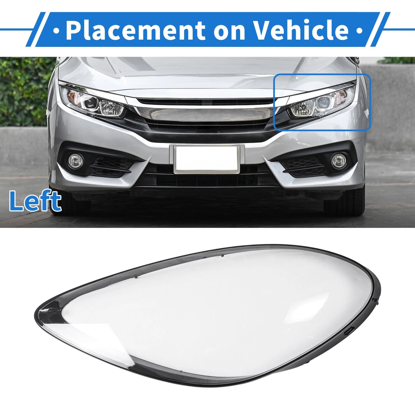 1 Pcs Headlight Lens Cover for Porsche 718 (2017–2022) Clear Black