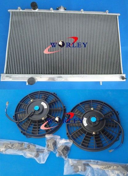 Aluminum Radiator for Mitsubishi Lancer EVO IV V VI (1996–2001) with Dual Fans