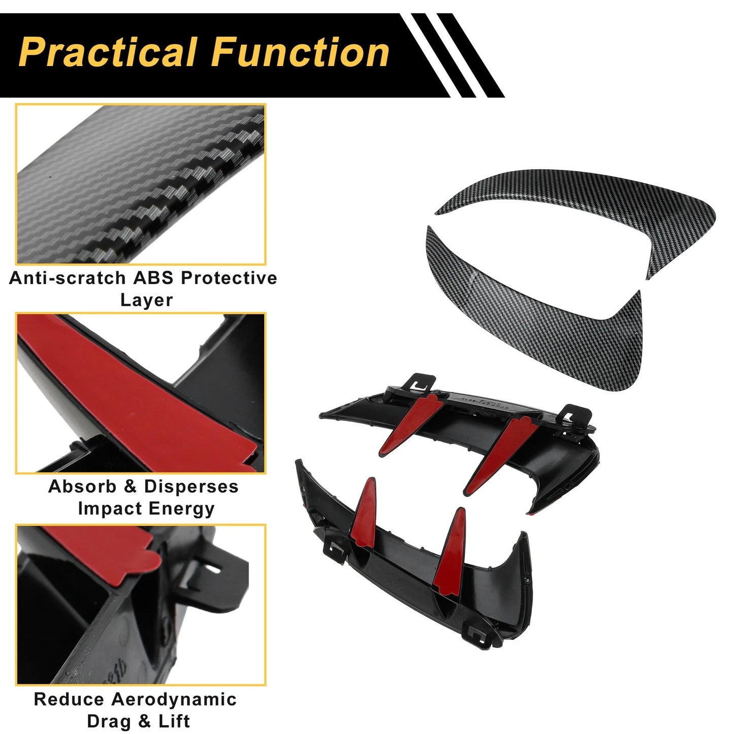 1 Pair Rear Bumper Spoiler for Mercedes-Benz CLA W177 (2019–2025) Black ABS