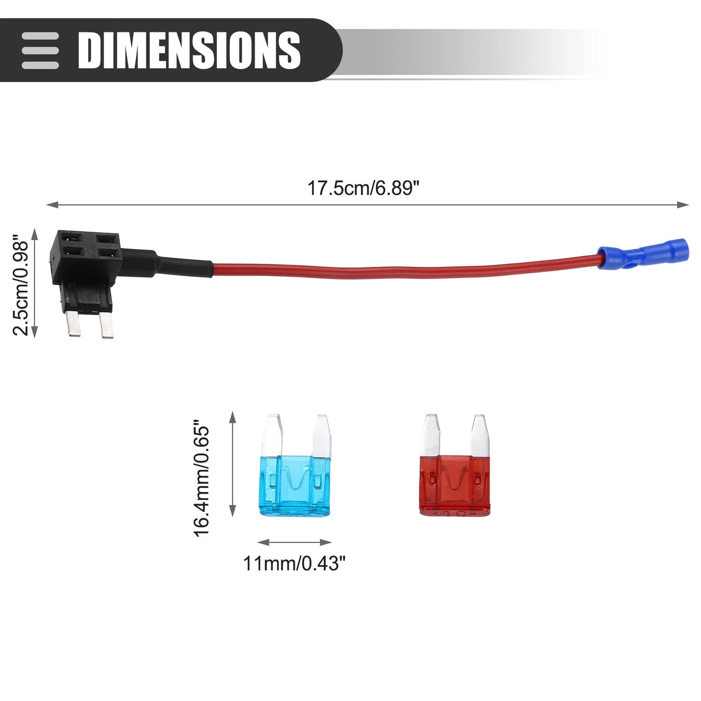 Set of 2 Circuit 12V Mini Fuse Tap w/ 10A 15A ATM APM Blade Fuses