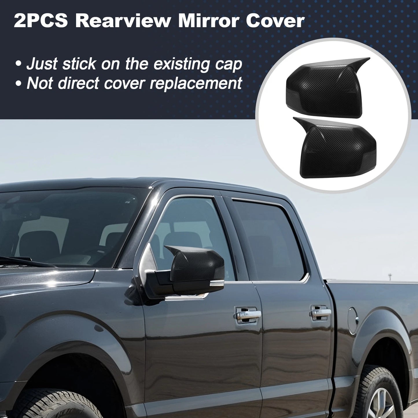 2X Rear View Mirror Cover Caps for Ford F150 (2015–2020)