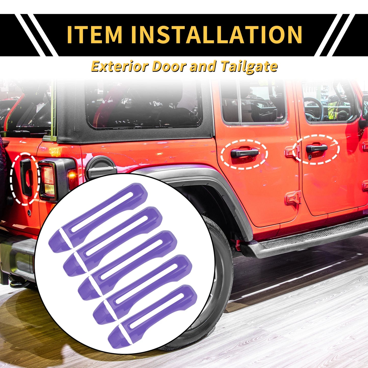 Set of 1 Door Tailgate Handle Cover for Jeep Gladiator JT (2020–2021) Purple