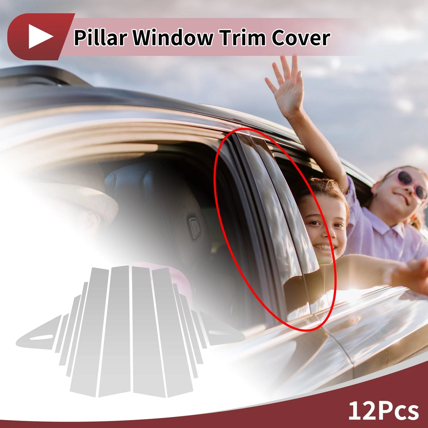 12 Pcs Car Door Pillar Window Trim for Toyota Allion (2021–2023) Silver Tone