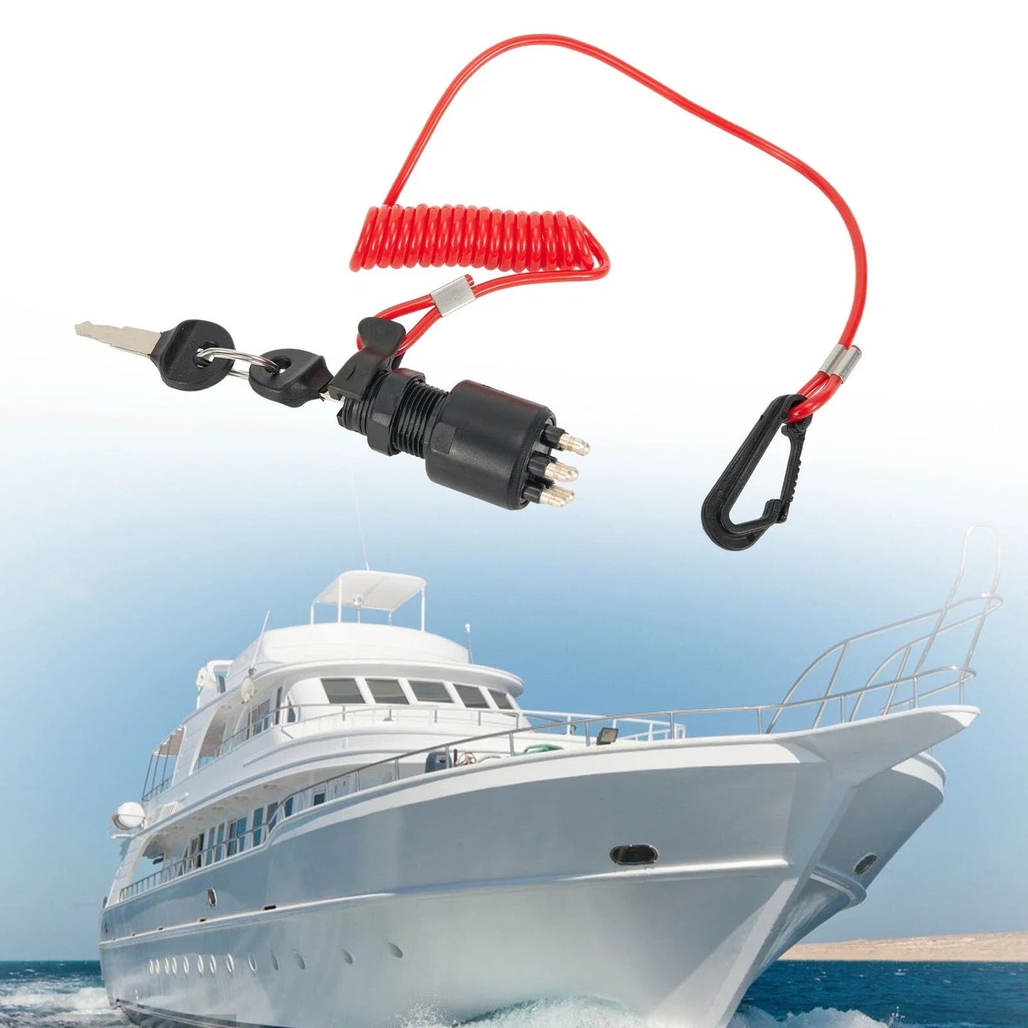 Ignition Tether On-Off Key-Switch With Safety Lanyard for OMC-Johnson