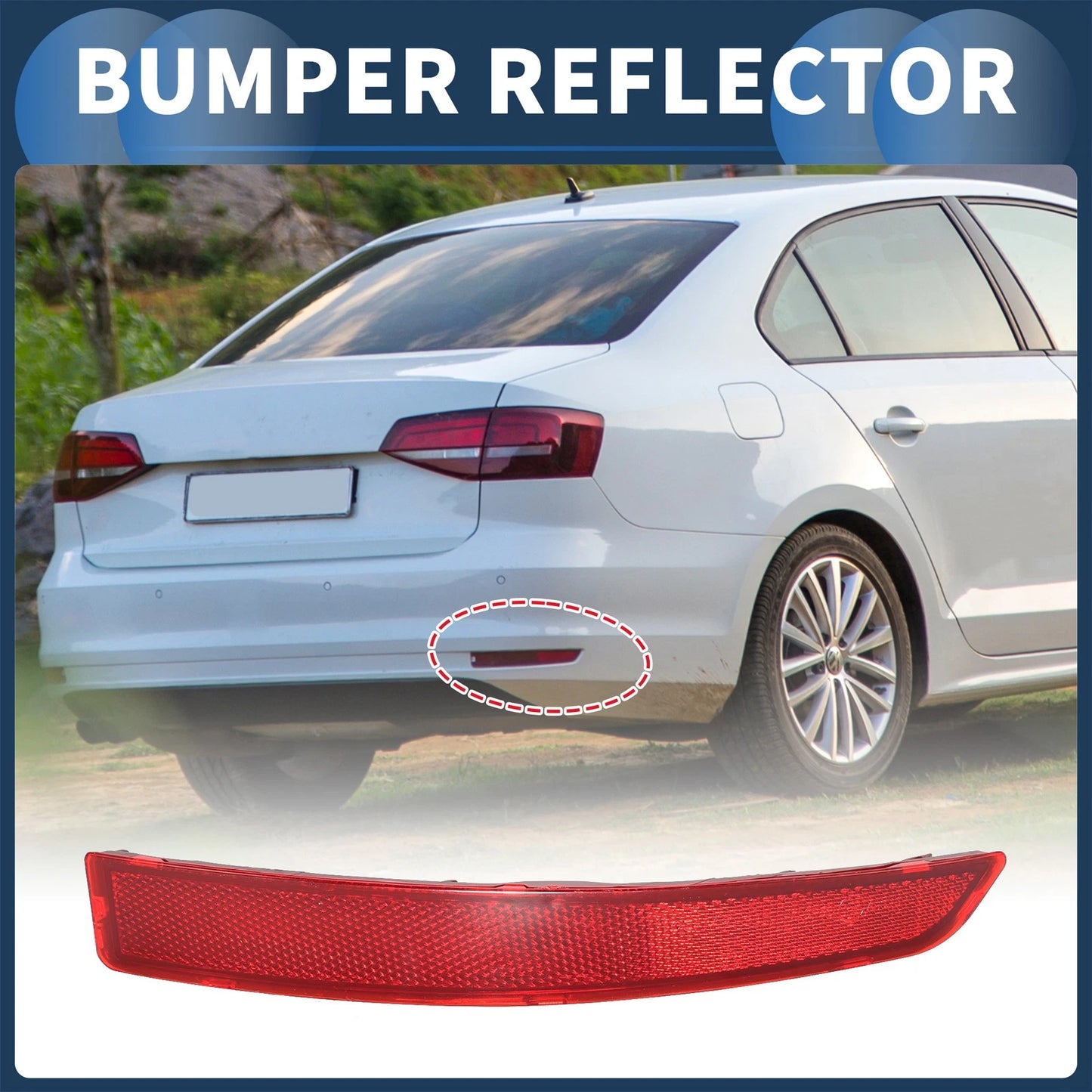 Bumper Reflector No.5C6945106B for VW Tiguan (2010–2017) Red Rear Right