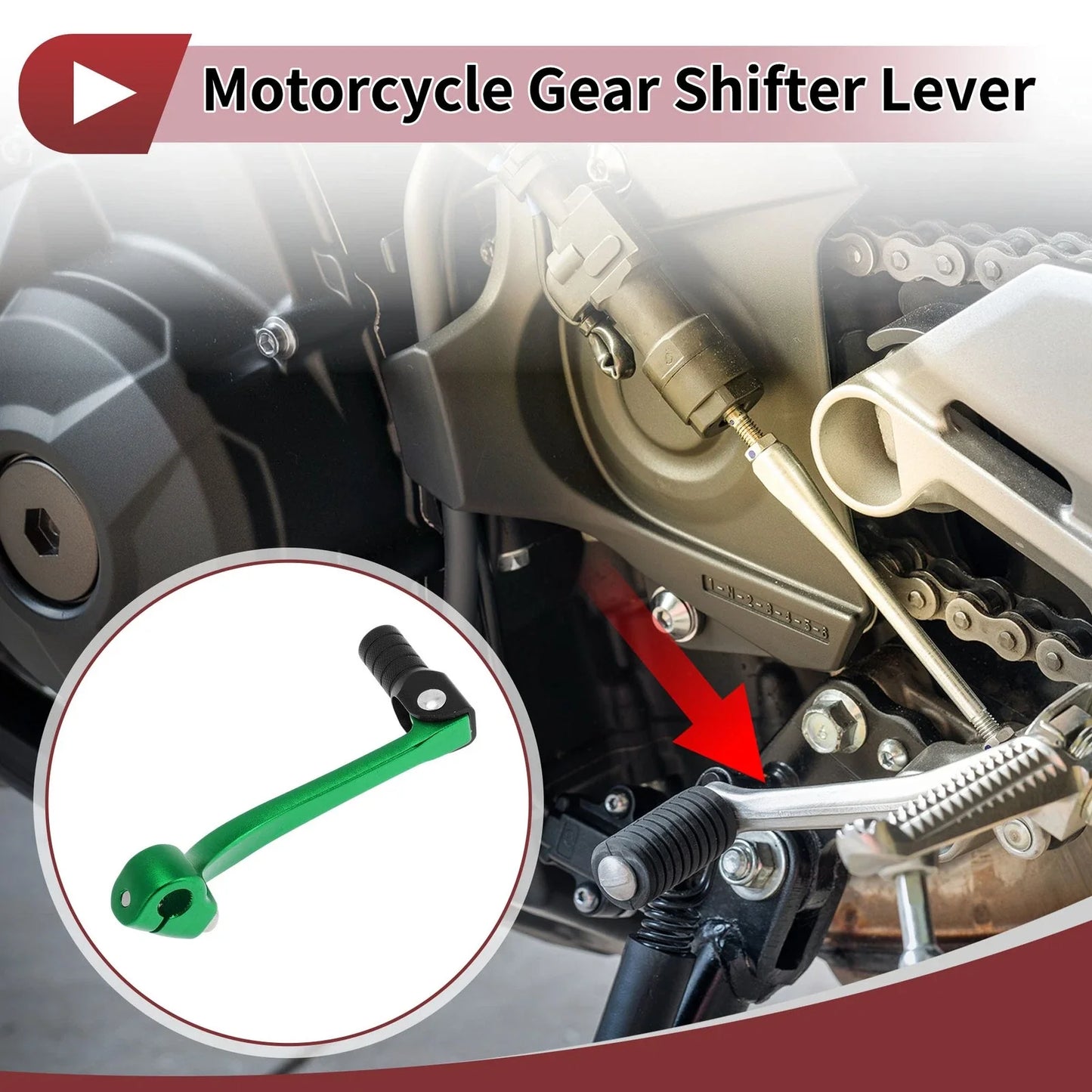 Folding Motorcycle Gear Shifter Lever for Honda CRF110F (2013-2018) Green/Black