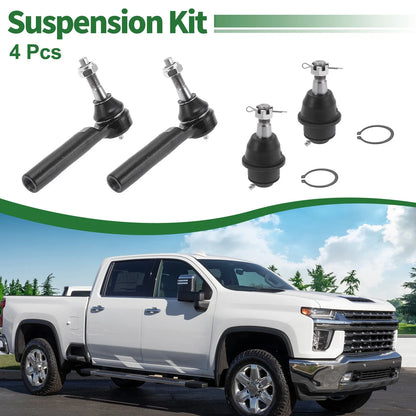 4 Pcs Front Suspension Kit Tie Rod Ends & Ball Joints for Chevrolet Silverado 1500