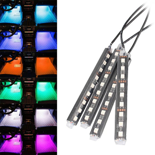 4 x Colorful LED Car Interior Lights Kit for Universal Models