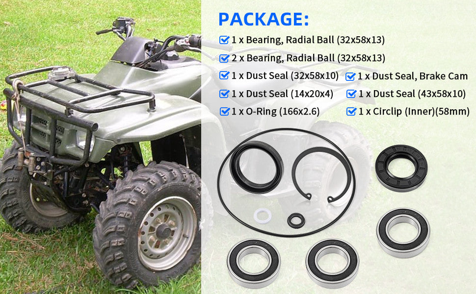 Rear Axle & Brake Drum Bearing Seals Kit for Honda Recon TRX250 (2002–2014)