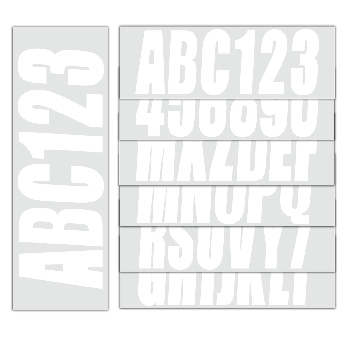 Set of 4 Marine Boat White Sticker Decals A-Z & 0-9 Numbers