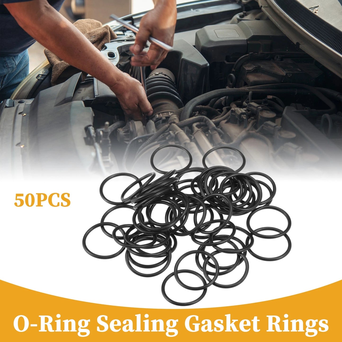 50pcs NBR Rubber O Ring Seal Gasket for Cars Trucks (Universal) 16mm ID x 1.5mm CS