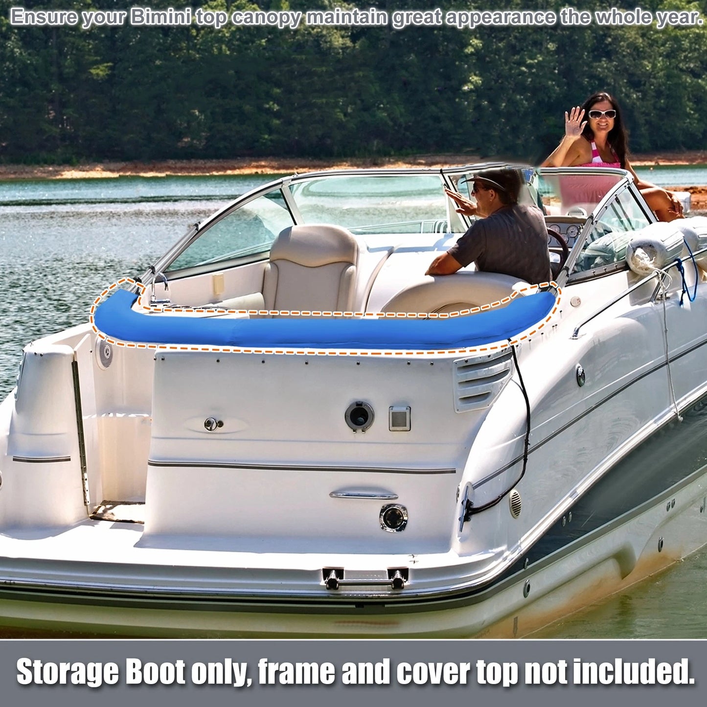 Bimini Top Storage Boot for Boat (85"-90" W) Marine Grade Polyester