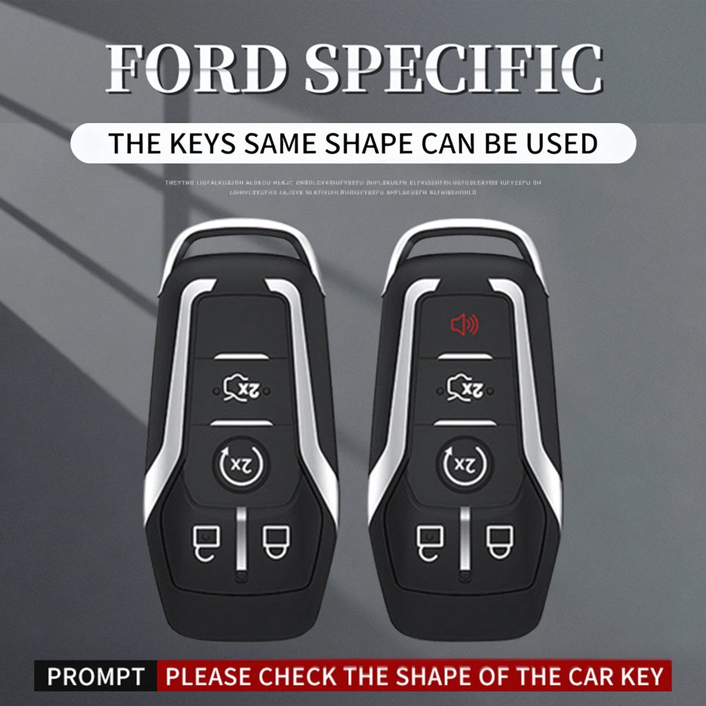 Car Key Case Cover for Ford (Aluminum Alloy, TPU, Black)