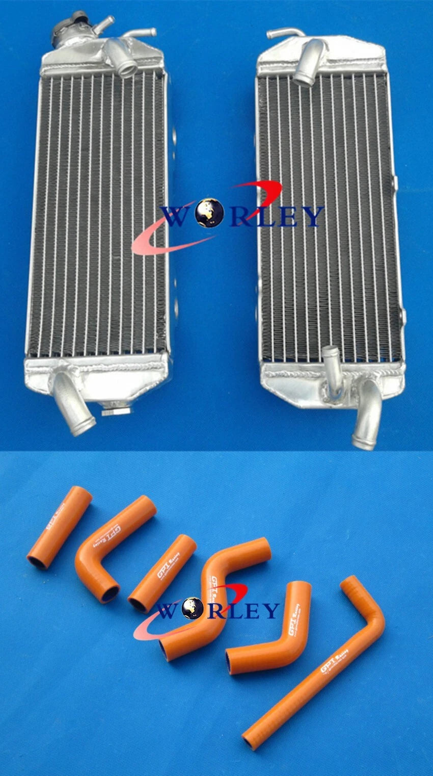 Aluminum Radiator + Orange Hose for KTM 250 400 450 520 525 MXC EXC (2000–2002)