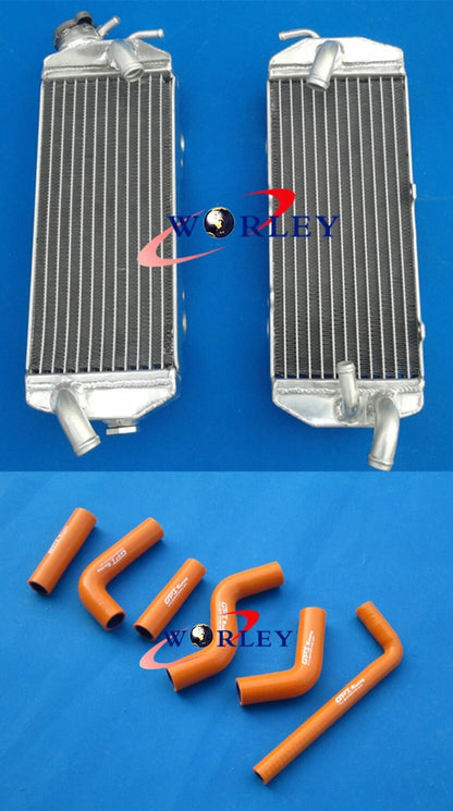 Aluminum Radiator + Orange Hose for KTM 250 400 450 520 525 MXC EXC (2000–2002)