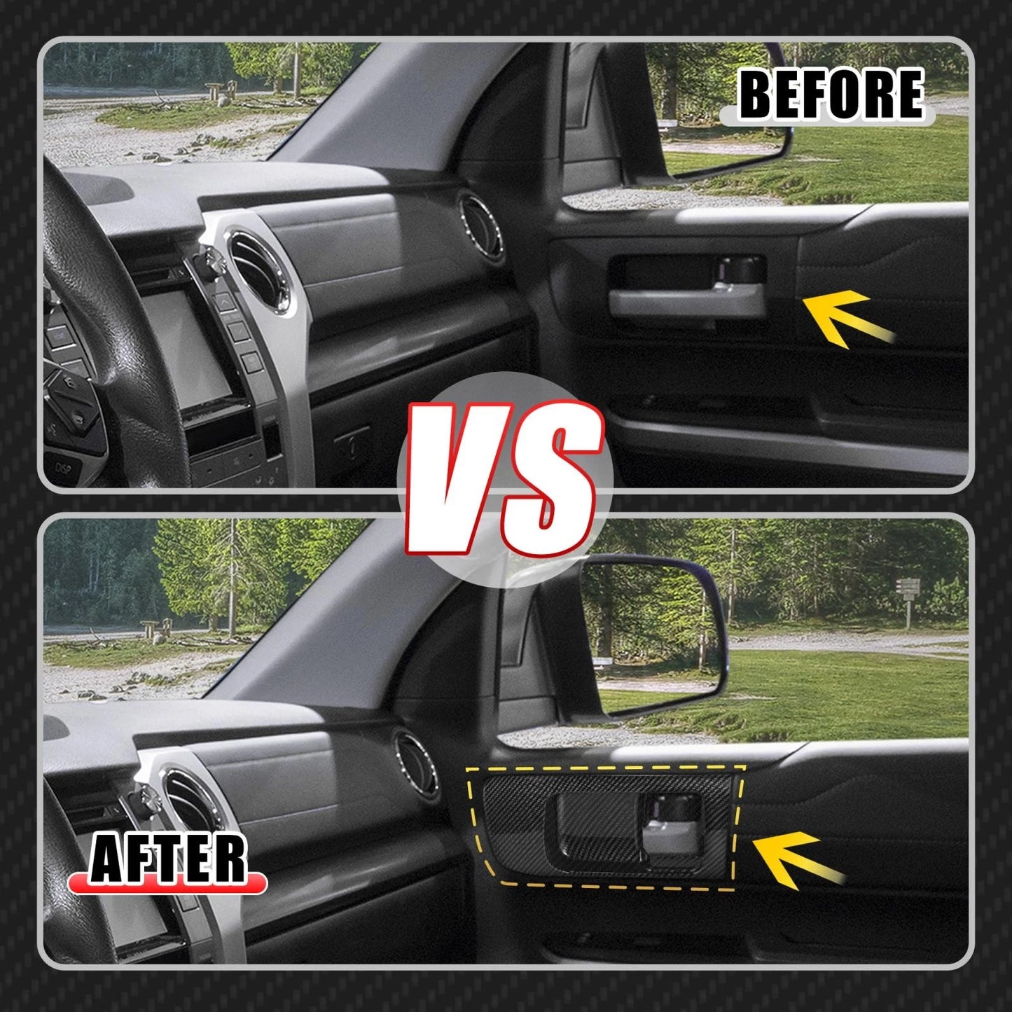 Carbon Fiber Front Door Handle Bowl Cover Trim for Toyota Tundra (2014–2021)