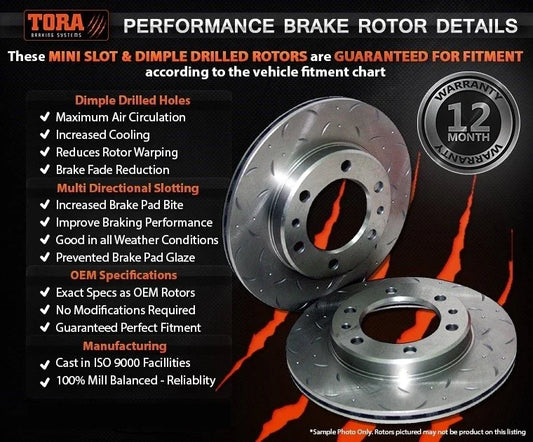 Front Slotted Dimpled Disc Brake Rotors Ford Ranger 2.0L YN2S (2018-2020) 302mm