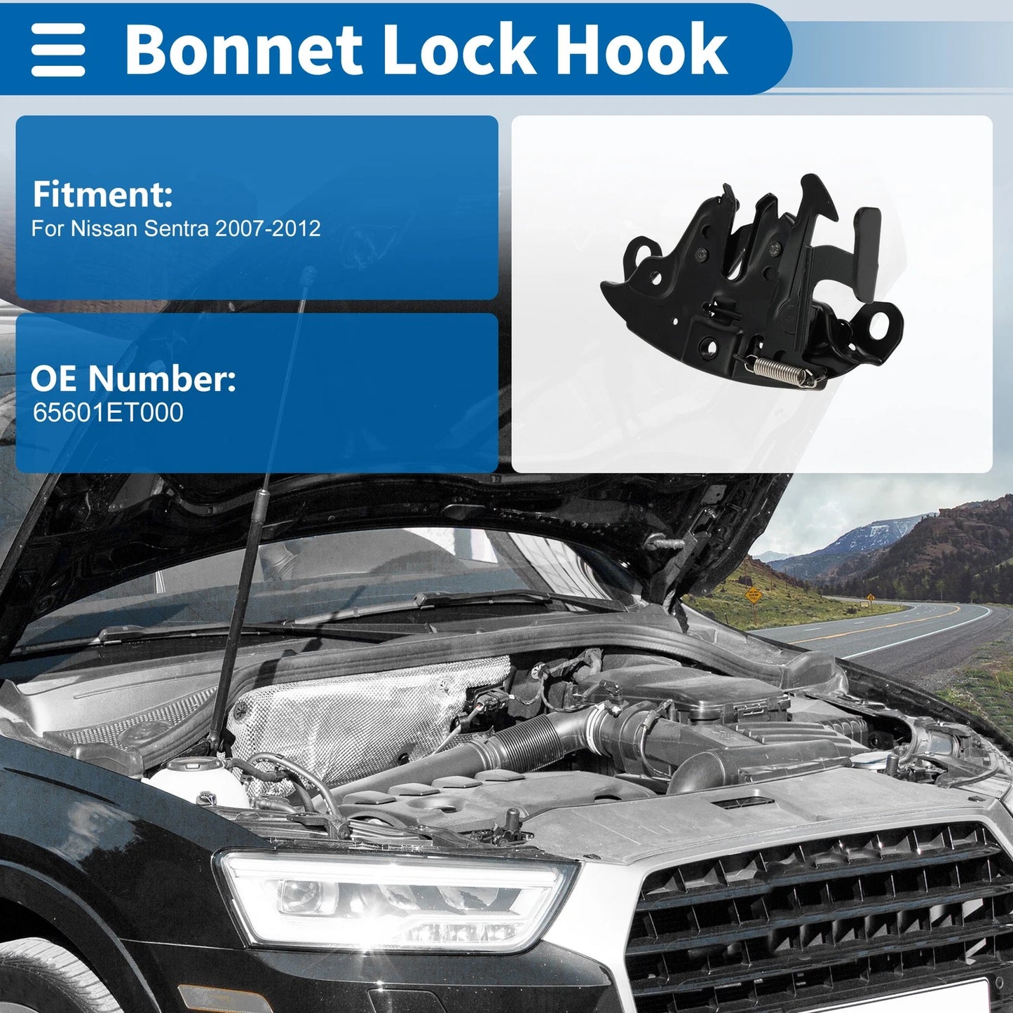 Hood Latch Assembly for Nissan Sentra (2007–2012) No. 65601ET000