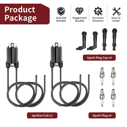 2 x Ignition Coil & Spark Plug W/ Cap for Honda CB750 Nighthawk 750(1991–2003)