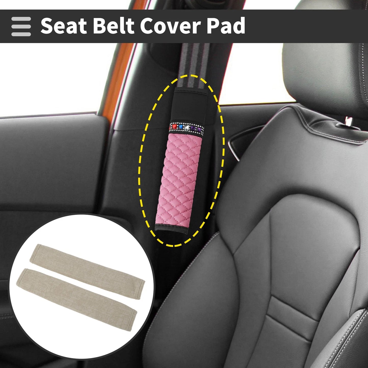 2X Beige Seat Belt Cover Pad Cat Paw Fleece 11.81"