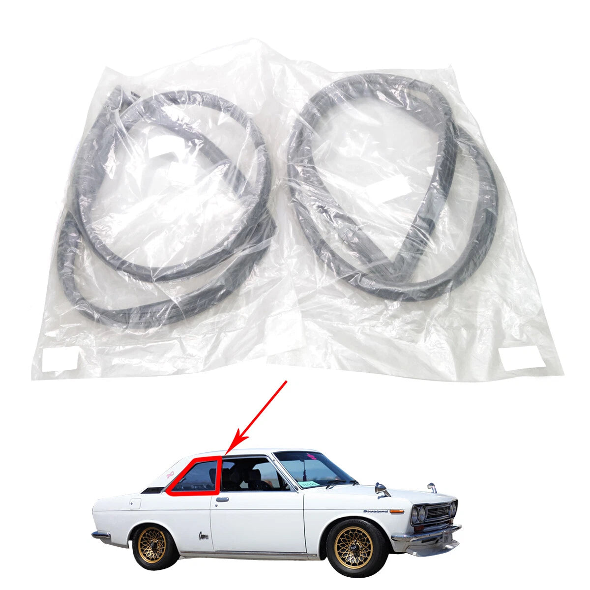 Rear Side Window Weatherstrip x2 for Nissan Datsun Bluebird 510 Wagon 1968-1973
