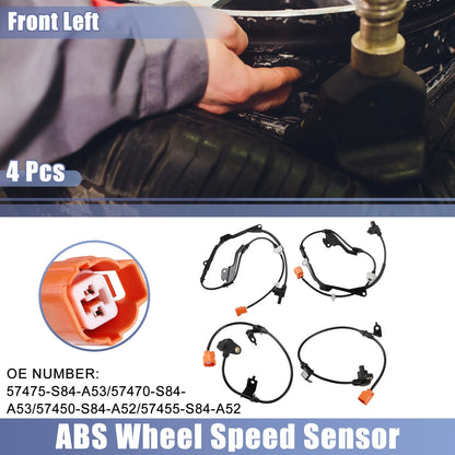 4 x ABS Sensors for Honda Accord (1998-2002) Front & Rear Left Right