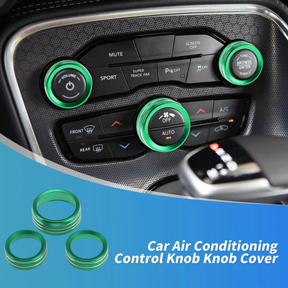 3X Control Switch Knob Button Cover Trim Ring for Dodge Charger (2011–2023) Green