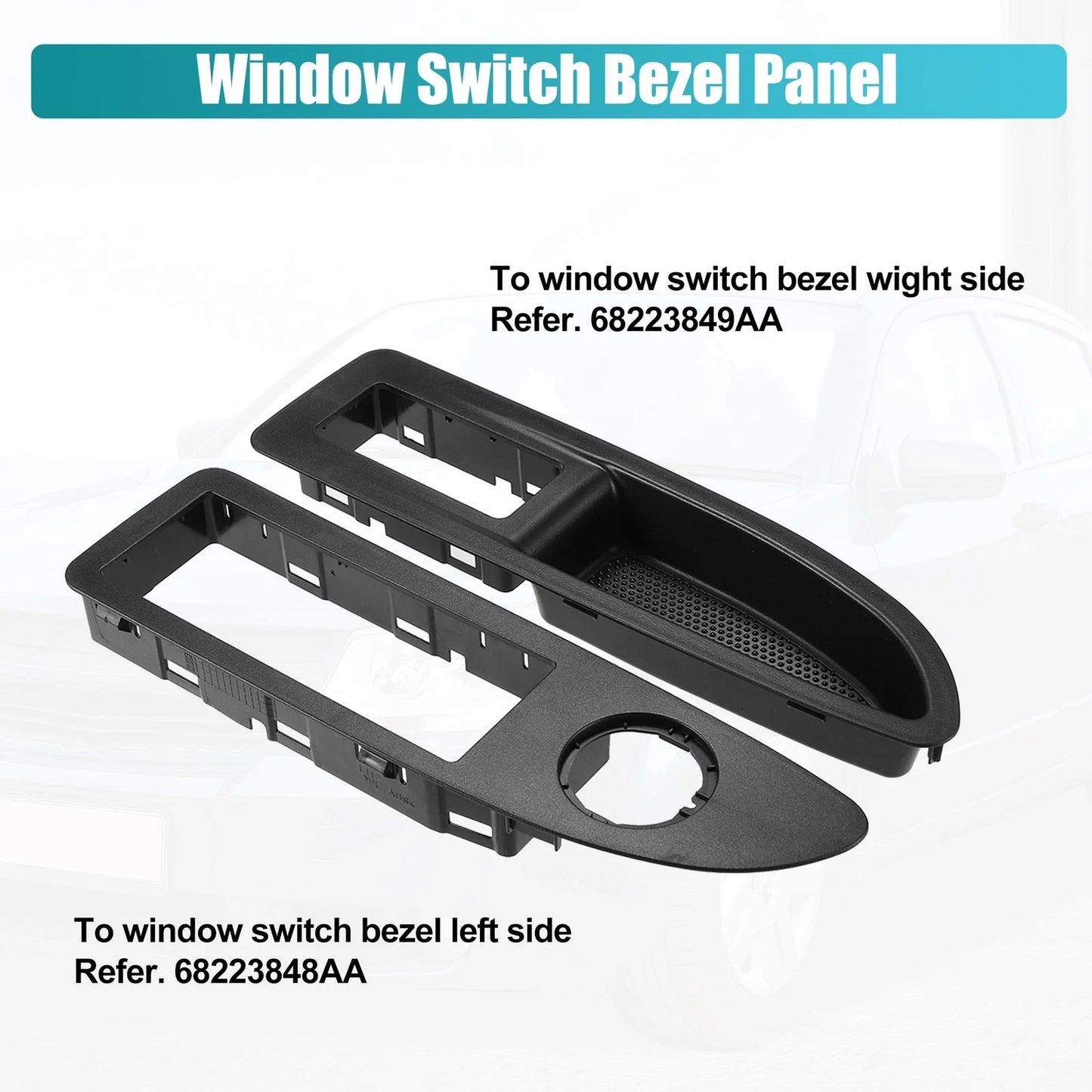 2 x Front Left & Right Door Window Switch Bezels for Dodge Avenger (2011-2014)